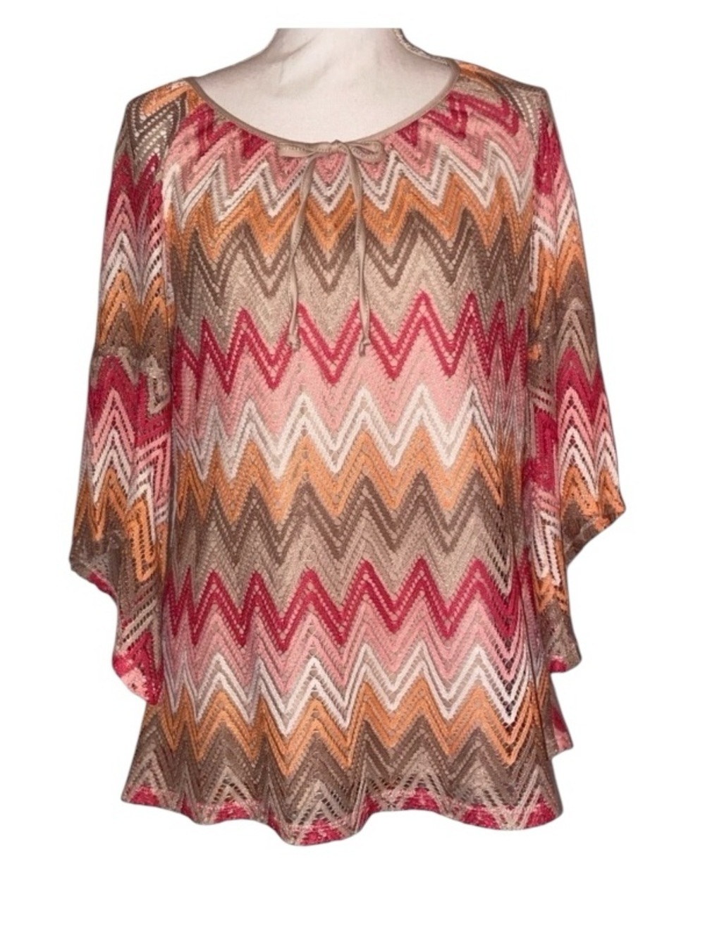 Tacera Brand Chevron Blouse Multi Color Size Large